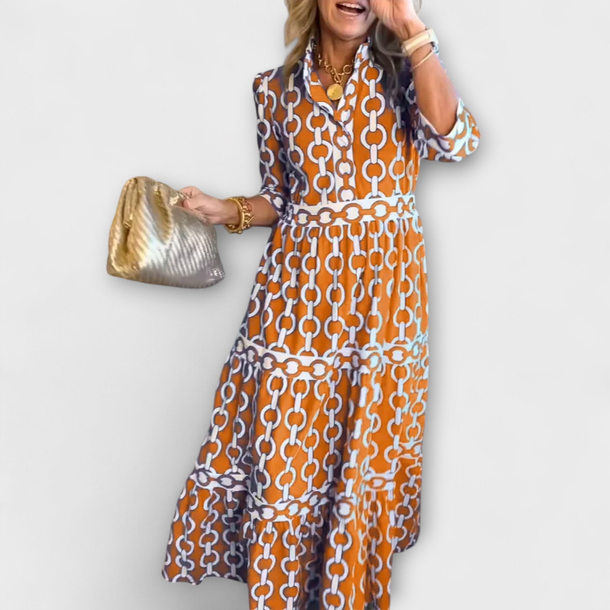 JULIANA | ROBE MIDI MOTIF CHAÎNE