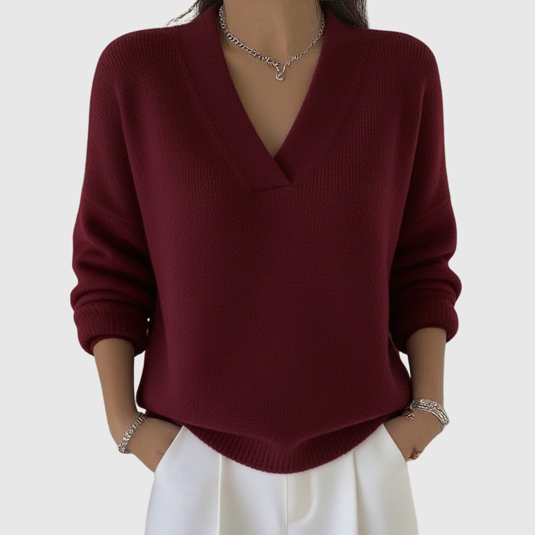 Faye | Pull Col V Doux Décontracté