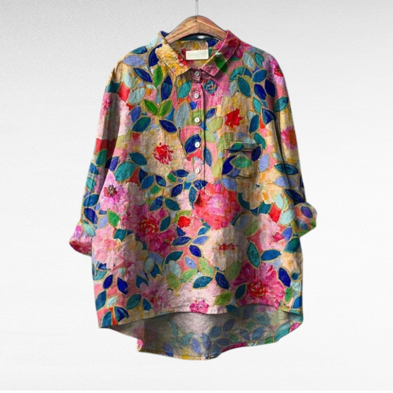 Isabeau | Blouse Élégante d'Été Multi-Imprimés