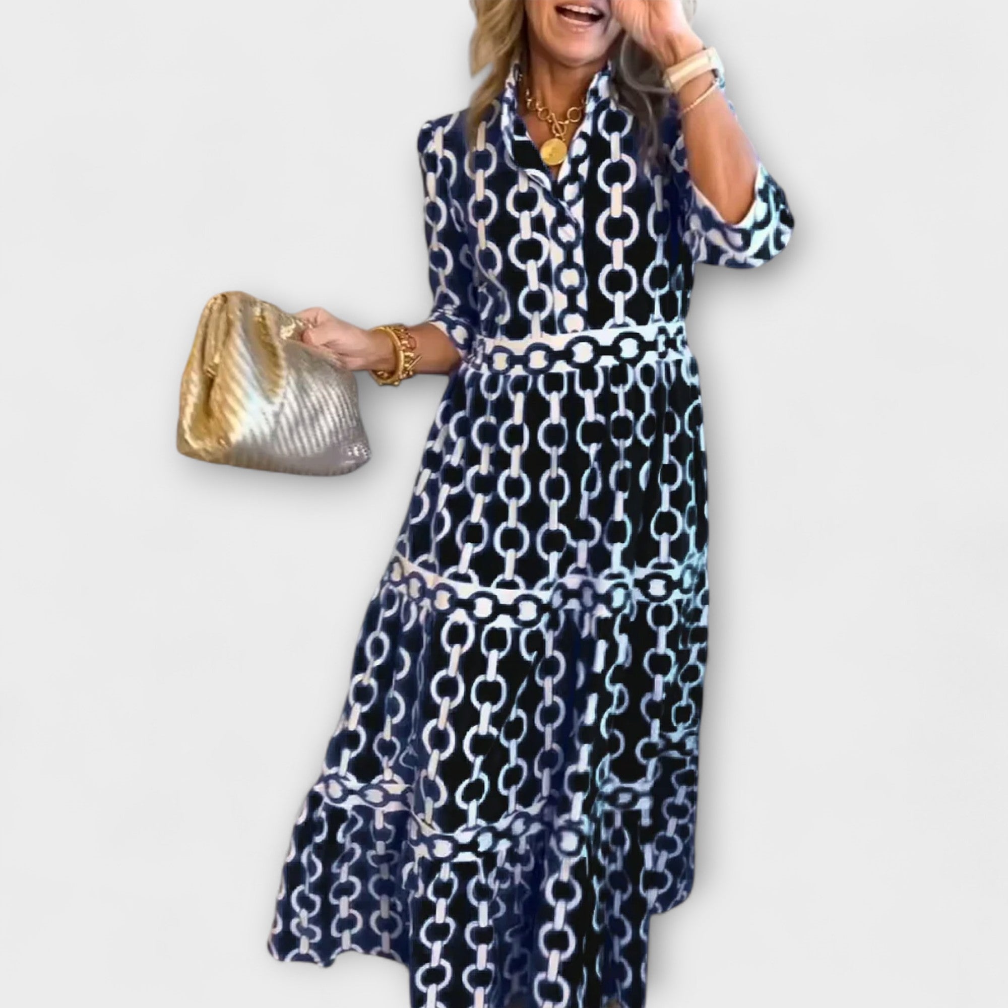 JULIANA | ROBE MIDI MOTIF CHAÎNE