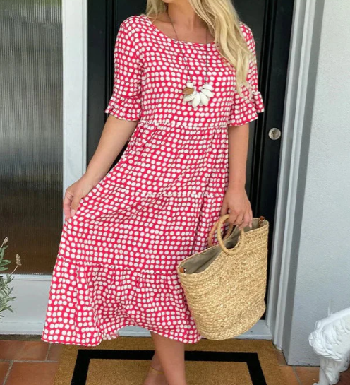ZORA | ROBE MIDI MANCHES COURTES SABLE
