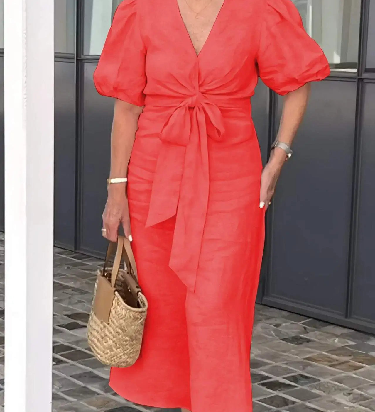 LYNORA | ROBE MIDI RAFFINÉE ENCOLURE V