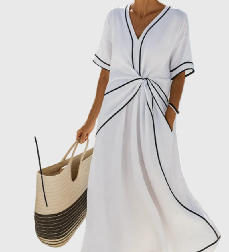 Helena | Robe Maxi Drapée Estivale