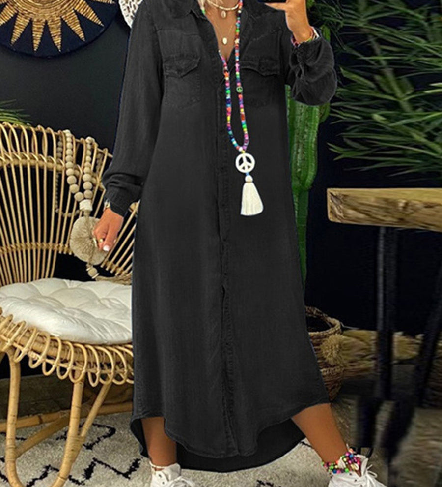 Helena - Robe Chemise en Denim Décontractée Élégante